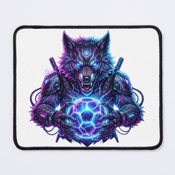 Item preview, Neon Wolf Football – Cyberpunk Predator Spirit designed and sold by Melia-Store.