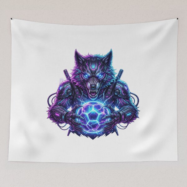 Item preview, Neon Wolf Football – Cyberpunk Predator Spirit designed and sold by Melia-Store.