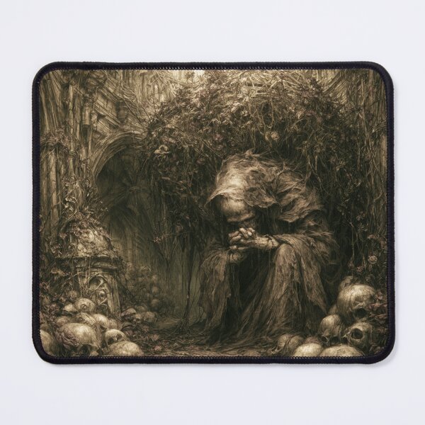 Item preview, The Pale Vigil: The Penitent Throne | Gothic Cathedral Horror Art Print | Dark Fantasy Wall Art designed and sold by Opetis.