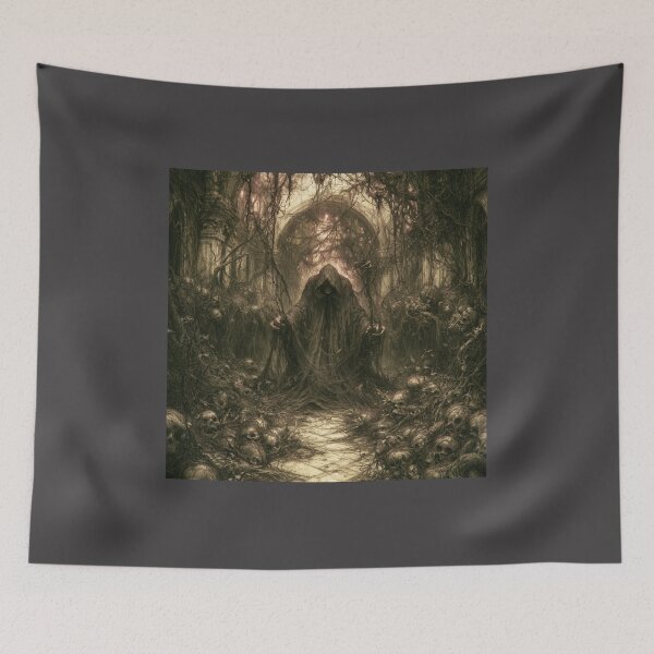 Item preview, The Pale Vigil: The Corridor Keeper | Gothic Reaper Horror Art Print | Dark Fantasy Wall Art designed and sold by Opetis.