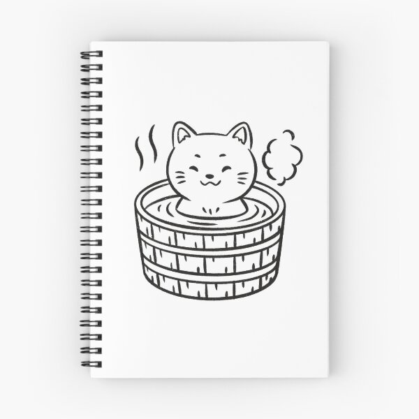 Item preview, Cute Cat Relaxing in a Traditional Japanese Onsen designed and sold by Milovidova.