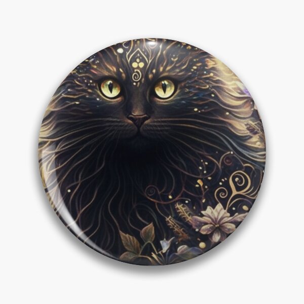 Item preview, Mystical Black Cat Gothic Gold Ornament Fantasy Forest Art designed and sold by brkydesign.