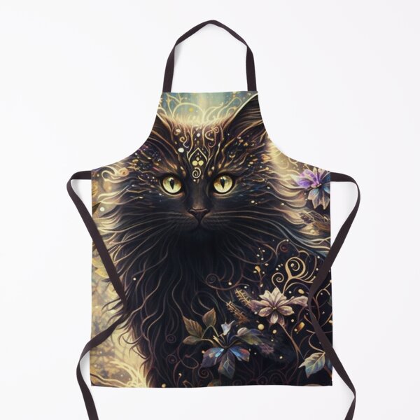 Item preview, Mystical Black Cat Gothic Gold Ornament Fantasy Forest Art designed and sold by brkydesign.