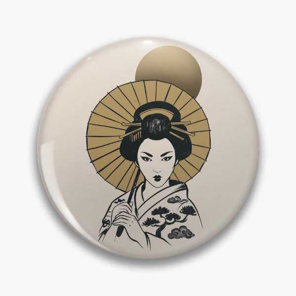 Item preview, Japanese Geisha Under Golden Moon | Black and Gold Oriental Art Design designed and sold by MonNoir.
