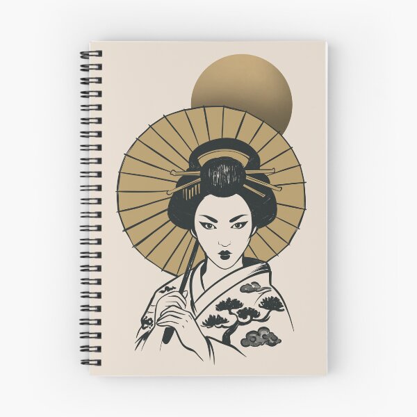 Item preview, Japanese Geisha Under Golden Moon | Black and Gold Oriental Art Design designed and sold by MonNoir.