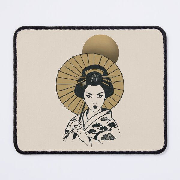 Item preview, Japanese Geisha Under Golden Moon | Black and Gold Oriental Art Design designed and sold by MonNoir.
