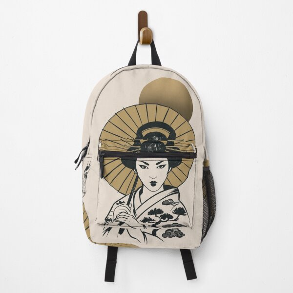Item preview, Japanese Geisha Under Golden Moon | Black and Gold Oriental Art Design designed and sold by MonNoir.