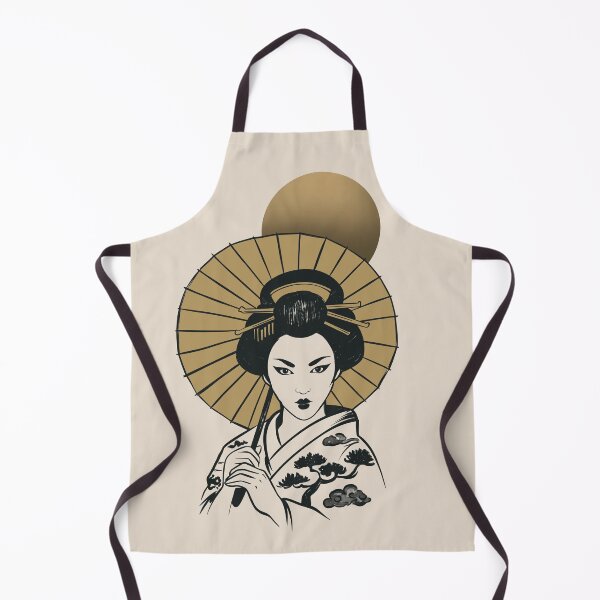 Item preview, Japanese Geisha Under Golden Moon | Black and Gold Oriental Art Design designed and sold by MonNoir.