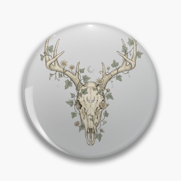 Item preview, Dark Cottagecore Elk Skull with Moon and Daisies designed and sold by Ortsas.