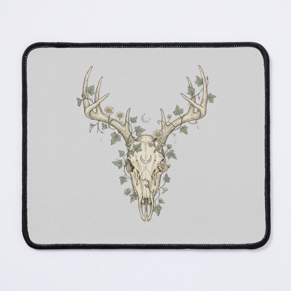 Item preview, Dark Cottagecore Elk Skull with Moon and Daisies designed and sold by Ortsas.