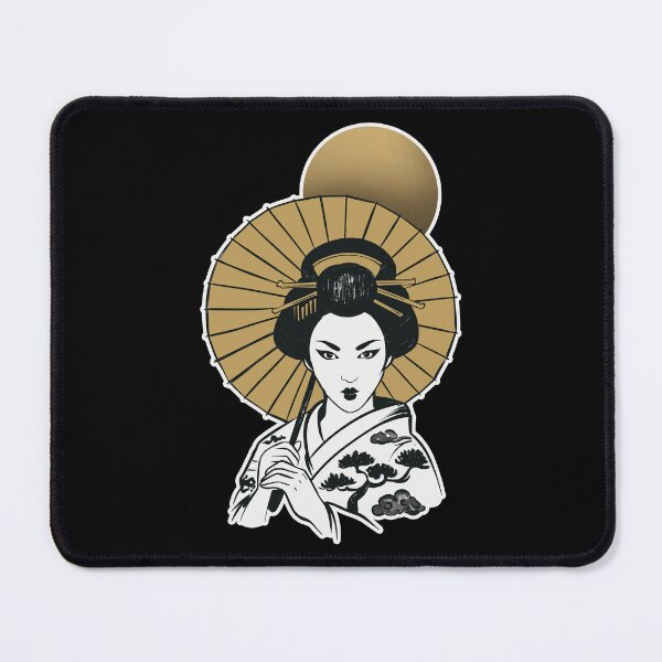 Item preview, Japanese Geisha Under Golden Moon | Black Gold Japanese Aesthetic Art designed and sold by MonNoir.