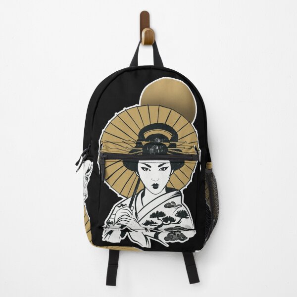 Item preview, Japanese Geisha Under Golden Moon | Black Gold Japanese Aesthetic Art designed and sold by MonNoir.
