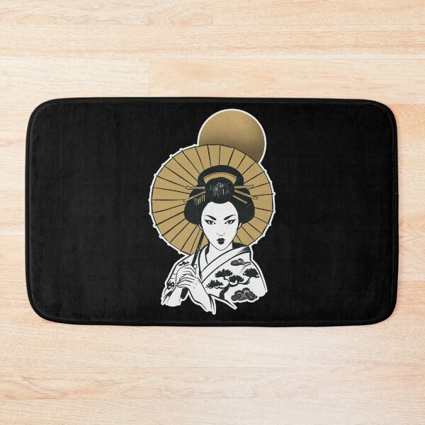 Item preview, Japanese Geisha Under Golden Moon | Black Gold Japanese Aesthetic Art designed and sold by MonNoir.