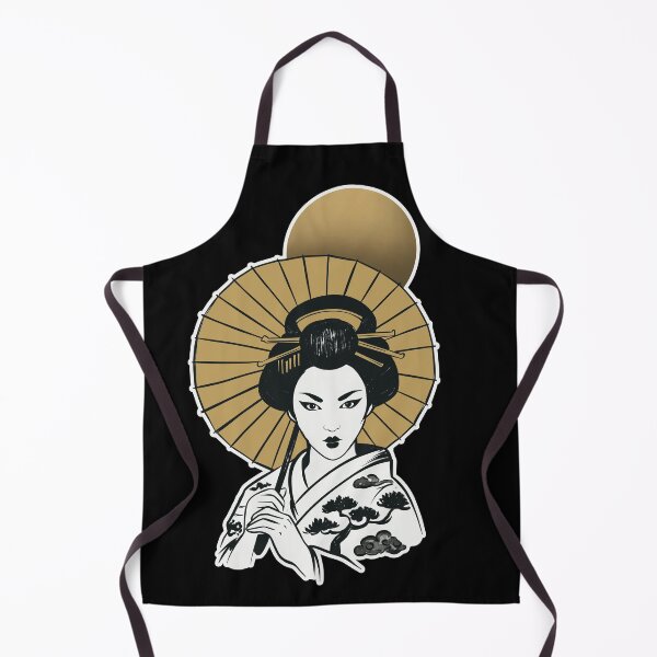 Item preview, Japanese Geisha Under Golden Moon | Black Gold Japanese Aesthetic Art designed and sold by MonNoir.