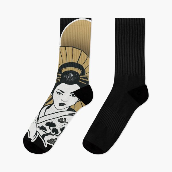 Item preview, Japanese Geisha Under Golden Moon | Black Gold Japanese Aesthetic Art designed and sold by MonNoir.