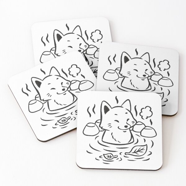 Item preview, Cute Fox Relaxing in a Traditional Japanese Onsen designed and sold by Milovidova.