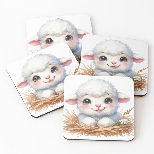Item preview, Cute Baby Lamb in Hay Nest Whimsical Illustration designed and sold by LunaPixelStudio.