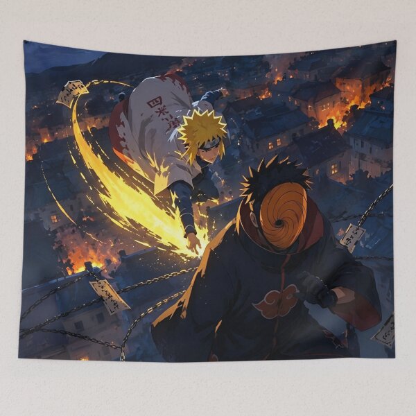 Item preview, Minato Namikaze vs Obito Uchiha | Fourth Great Ninja War Anime Art designed and sold by Dyan4.