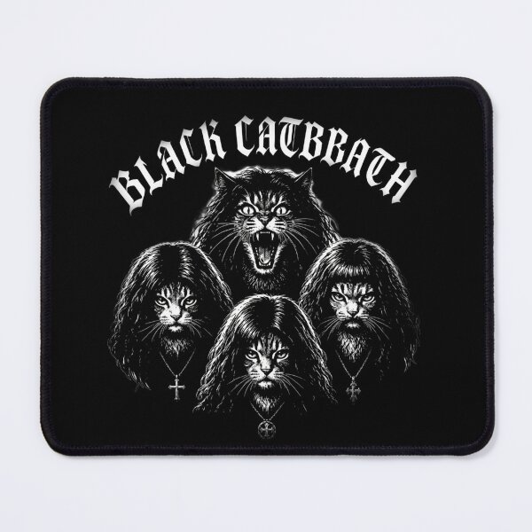 Item preview, Black Catbbath Metal Cats Parody T-Shirt – Heavy Metal Gothic Cat Band Design designed and sold by RetroAndMetal.