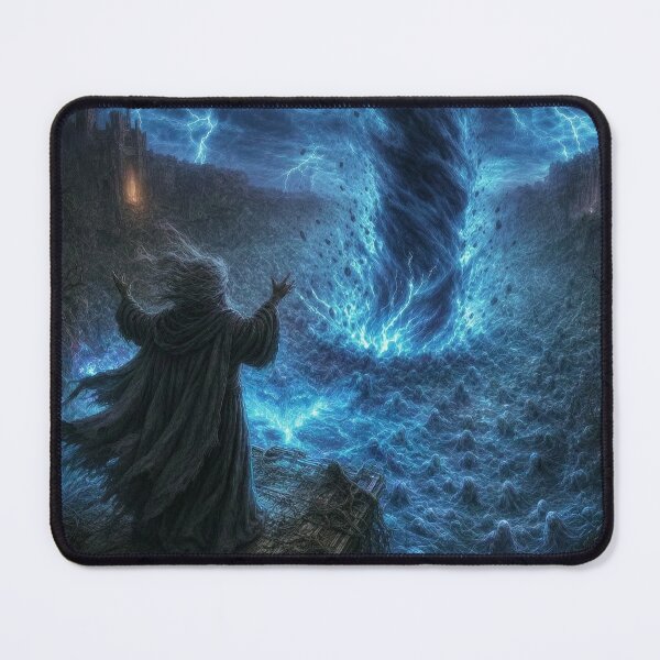 Item preview, The Ulmreach: The First Calling | Dark Fantasy Warlock Blue Vortex Art Print | Dark Fantasy Wall Art designed and sold by Opetis.