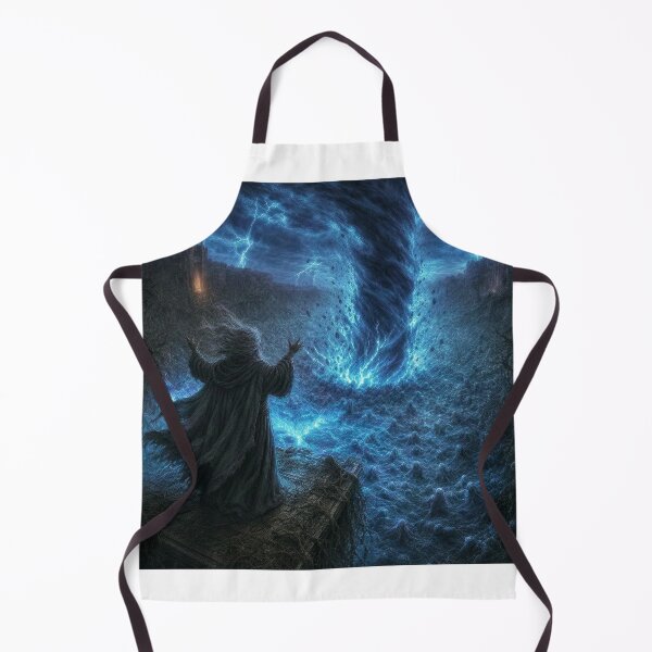 Aperçu de l'œuvre Ulmreach : Le Premier Appel | Illustration Dark Fantasy Sorcier Vortex Bleu | Art Mural Dark Fantasy créée et vendue par Opetis.
