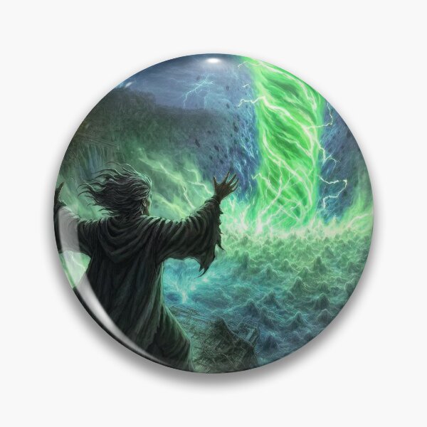 Artikelvorschau, Ulmreach: Die Flutantworten | Kunstdruck „Grüner Wirbel“ eines Hexenmeisters aus der Dark Fantasy | Dark Fantasy Wandbild entworfen und verkauft von Opetis.