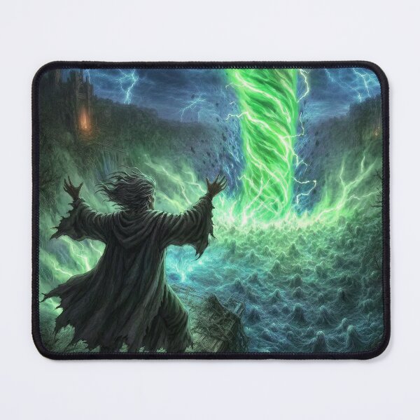 Item preview, The Ulmreach: The Tide Answers | Dark Fantasy Warlock Green Vortex Art Print | Dark Fantasy Wall Art designed and sold by Opetis.