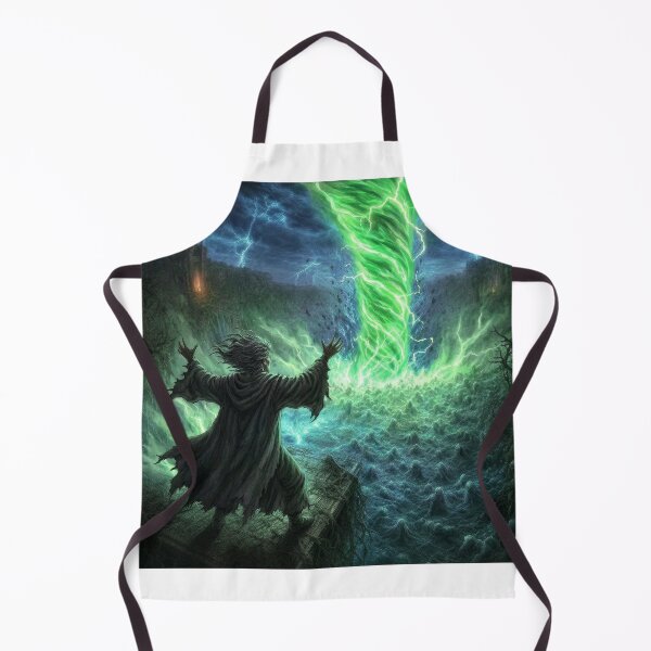 Item preview, The Ulmreach: The Tide Answers | Dark Fantasy Warlock Green Vortex Art Print | Dark Fantasy Wall Art designed and sold by Opetis.