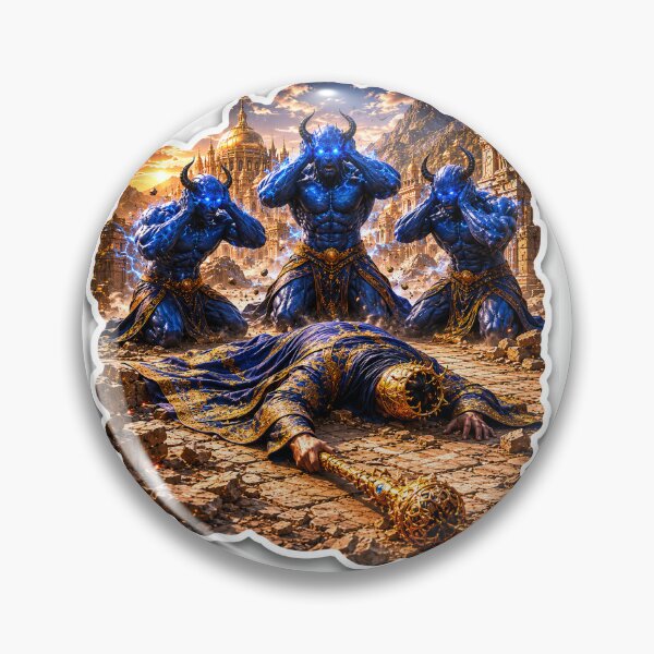 Item preview, Epic Fantasy Warrior Defeated By Blue Demons designed and sold by Farheen786.