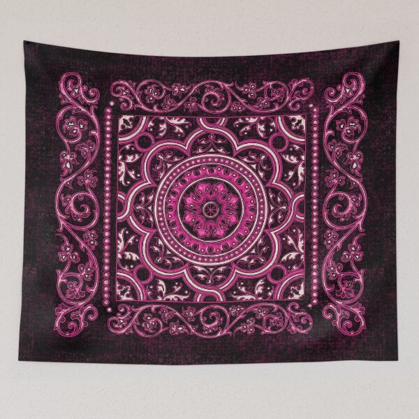 Item preview, Hot pink and black ornamental mandala, goth victorian designed and sold by NadiaChevrel.