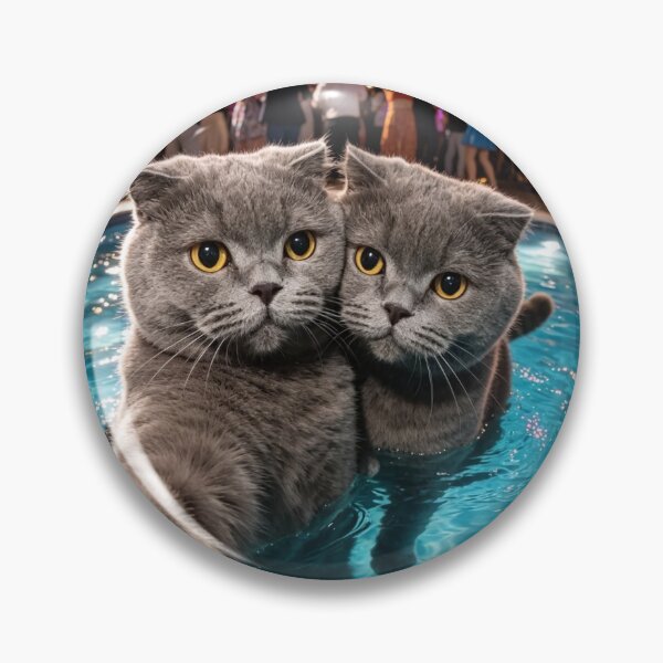 Item preview, Funny Cats Taking Selfie at Pool Party Cute Meme Art designed and sold by brkydesign.