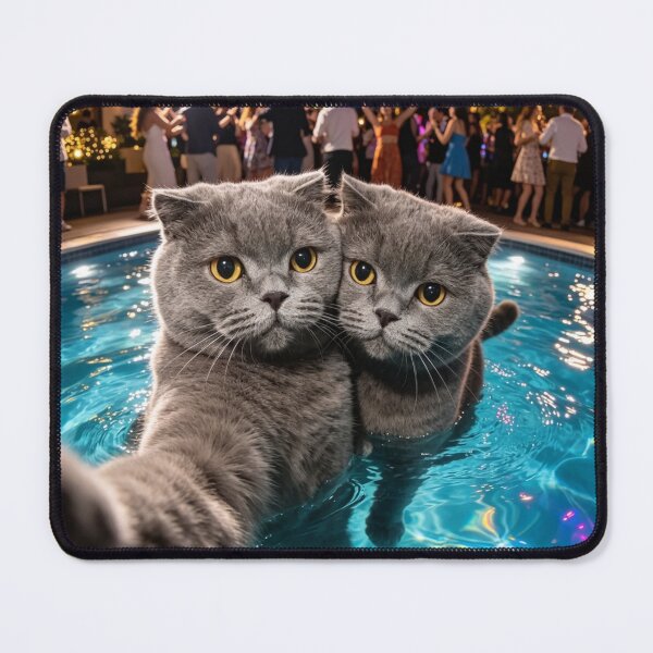 Item preview, Funny Cats Taking Selfie at Pool Party Cute Meme Art designed and sold by brkydesign.