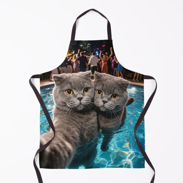 Item preview, Funny Cats Taking Selfie at Pool Party Cute Meme Art designed and sold by brkydesign.