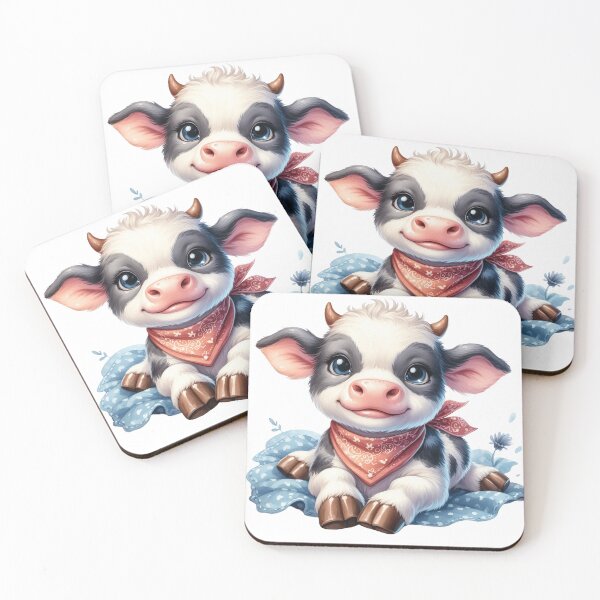 Item preview, Cute Baby Calf with Bandana Whimsical Pixar Style Illustration designed and sold by LunaPixelStudio.