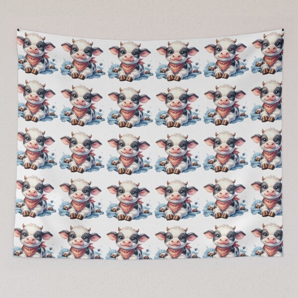 Item preview, Cute Baby Calf with Bandana Whimsical Pixar Style Illustration designed and sold by LunaPixelStudio.