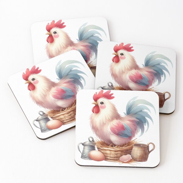 Item preview, Whimsical Chicken in Basket Farm Life Illustration designed and sold by LunaPixelStudio.
