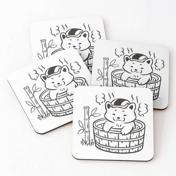 Item preview, Cute Raccoon Relaxing in a Traditional Japanese Onsen designed and sold by Milovidova.