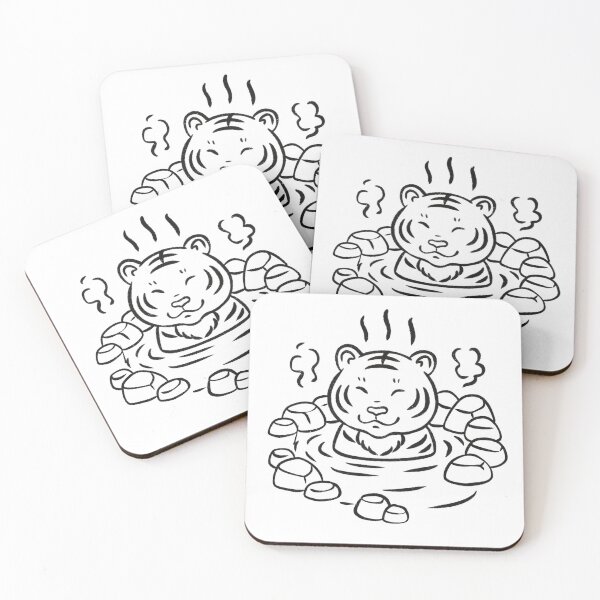 Item preview, Cute Tiger Relaxing in a Traditional Japanese Onsen designed and sold by Milovidova.