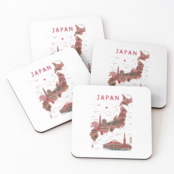Item preview, Japan Travel Map: Vintage Cherry Blossom & Mount Fuji Illustration designed and sold by Colorful-Garden.