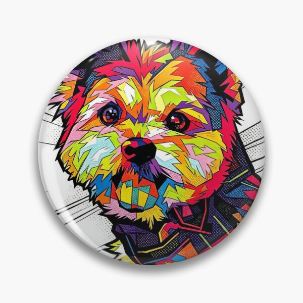 Item preview, Colorful Pop Art Yorkshire Terrier Geometric Dog Art designed and sold by brkydesign.