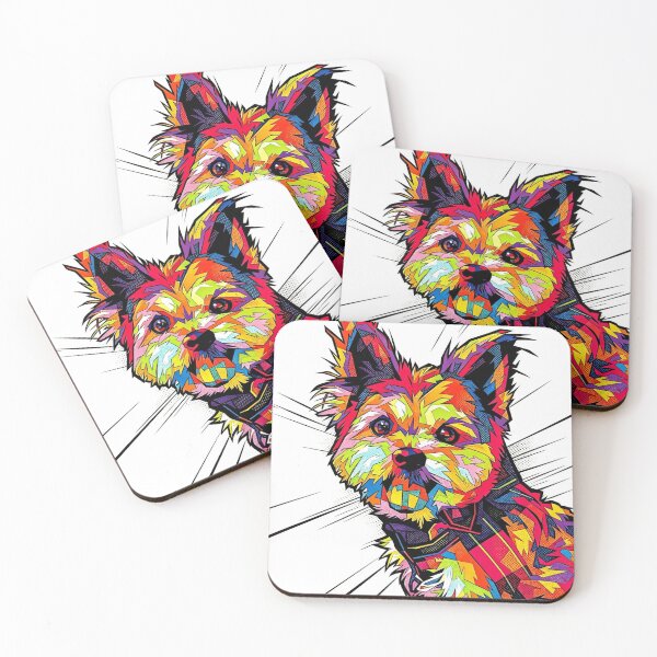 Item preview, Colorful Pop Art Yorkshire Terrier Geometric Dog Art designed and sold by brkydesign.