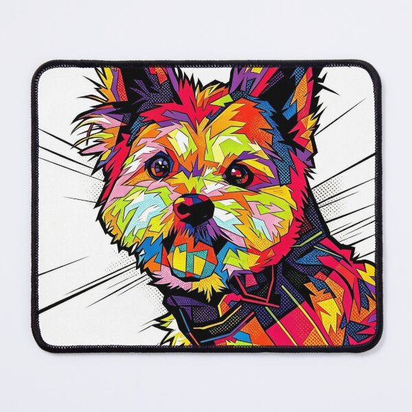Item preview, Colorful Pop Art Yorkshire Terrier Geometric Dog Art designed and sold by brkydesign.