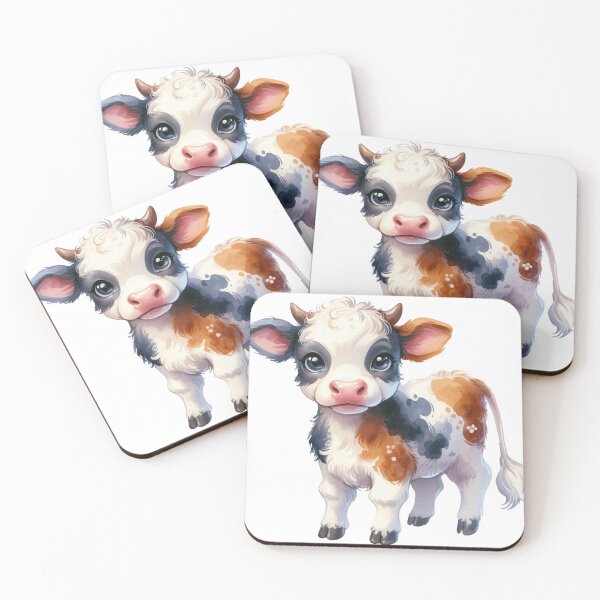 Item preview, Cute Baby Calf Whimsical Watercolor Illustration designed and sold by LunaPixelStudio.