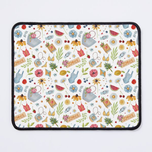 Item preview, Summer Days Watercolor Collage Pattern — Florals, Fruits, Beach Bag, Camera & Kite designed and sold by DonnaRaine.