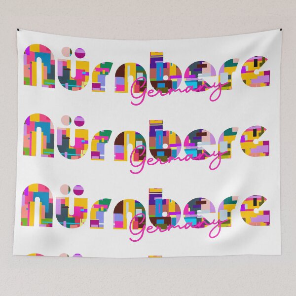 Aperçu de l'œuvre Nuremberg, Allemagne, art typographique abstrait et vibrant de la ville créée et vendue par Wanderful-roads.