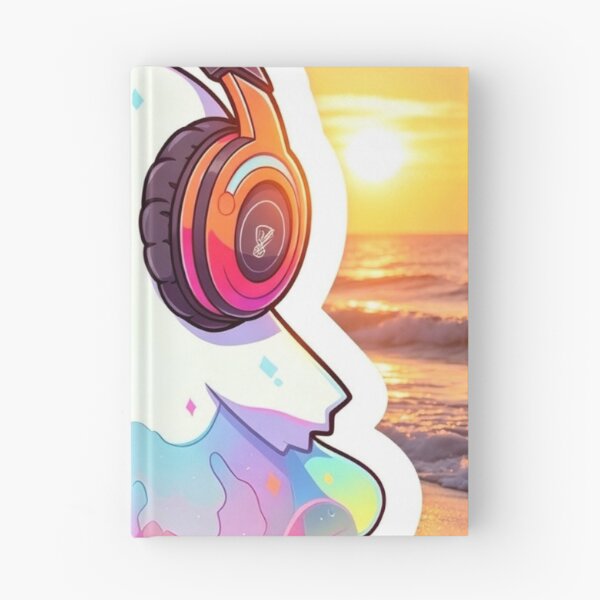 Item preview, Cute Kawaii Ghost with Headphones Lofi Pastel Summer Sunset Art designed and sold by brkydesign.