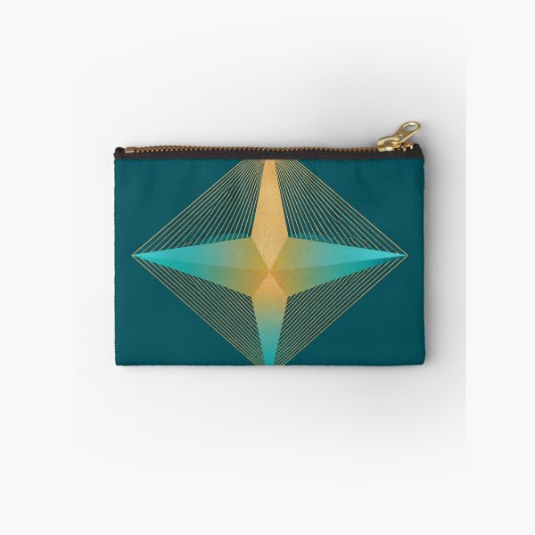 Item preview, Geometric Luxe Teal & Gold Zipper Pouch D designed and sold by IconicDesignsXd.