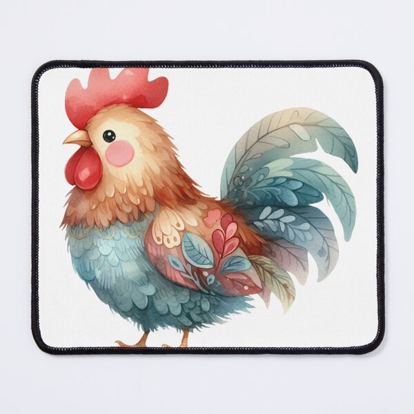 Item preview, Whimsical Floral Rooster Watercolor Illustration designed and sold by LunaPixelStudio.