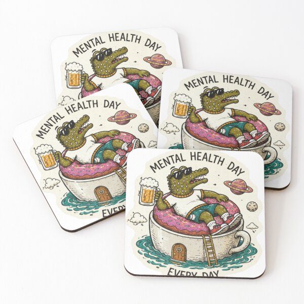 Item preview, Mental Health Day Every Day Crocodile Coffee Cup Sticker designed and sold by Soeklahan07.