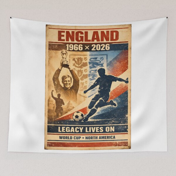 Item preview, England 1966 × 2026 – Legacy Lives On Retro Football T‑Shirt designed and sold by WhisperFrame.